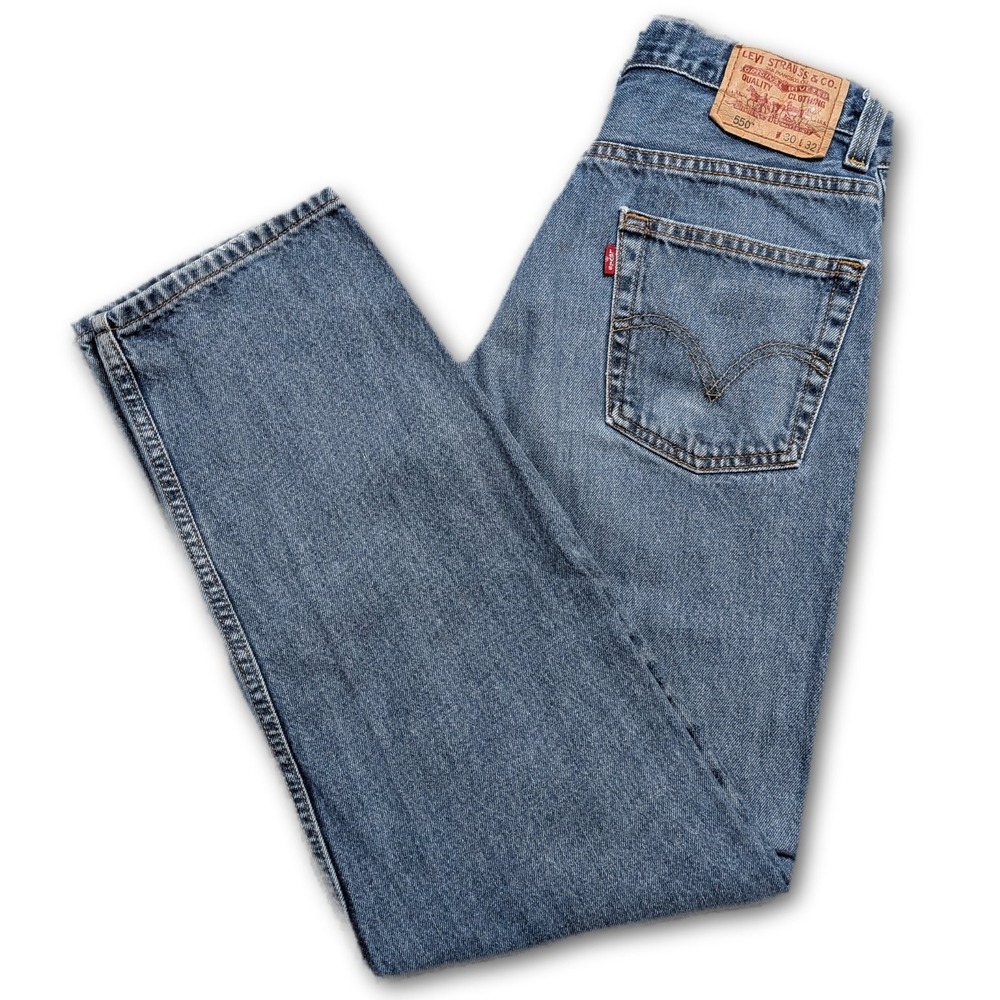 Levi's Mens 30x32 Jeans 550 Blue Relaxed 100% Cotton Denim Pockets Medium